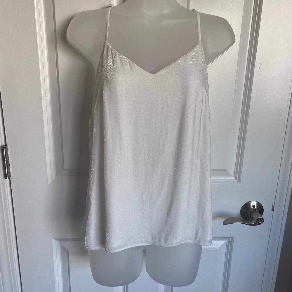 Lilly Pulitzer silk viscose ethereal white v neck racerback cami XS EUC gold